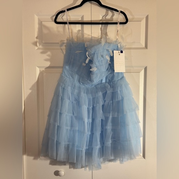 Strapless Straight Neckline Ruffle Layer A-line Dress by Mac Duggal Style 20529 - Picture 5 of 8